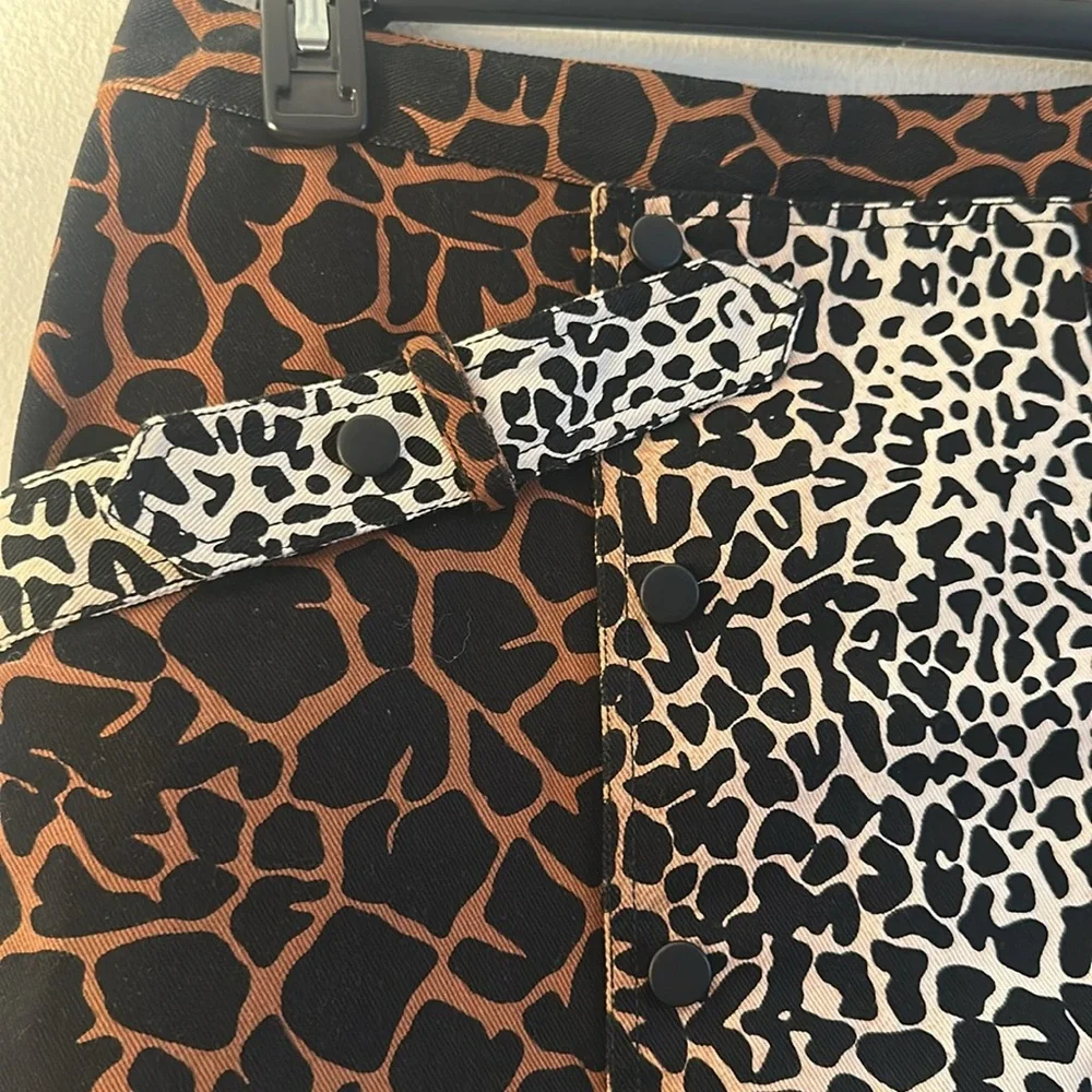 Derek Lam Black and Brown Patterned Pencil Skirt